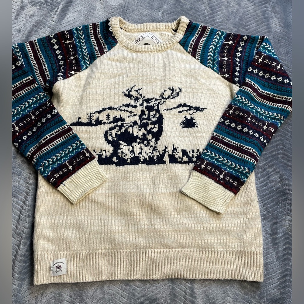 Womens Bellfield Clothing Knit Fair‎ Isle Deer Sweater XS (8)